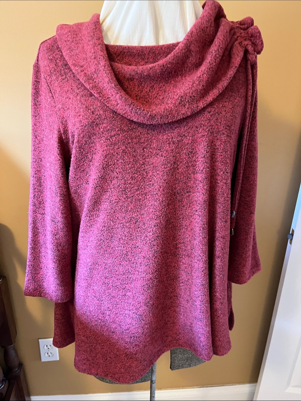 Ruby Rd. Draped Cowl Neck Sweater in Rose Melange